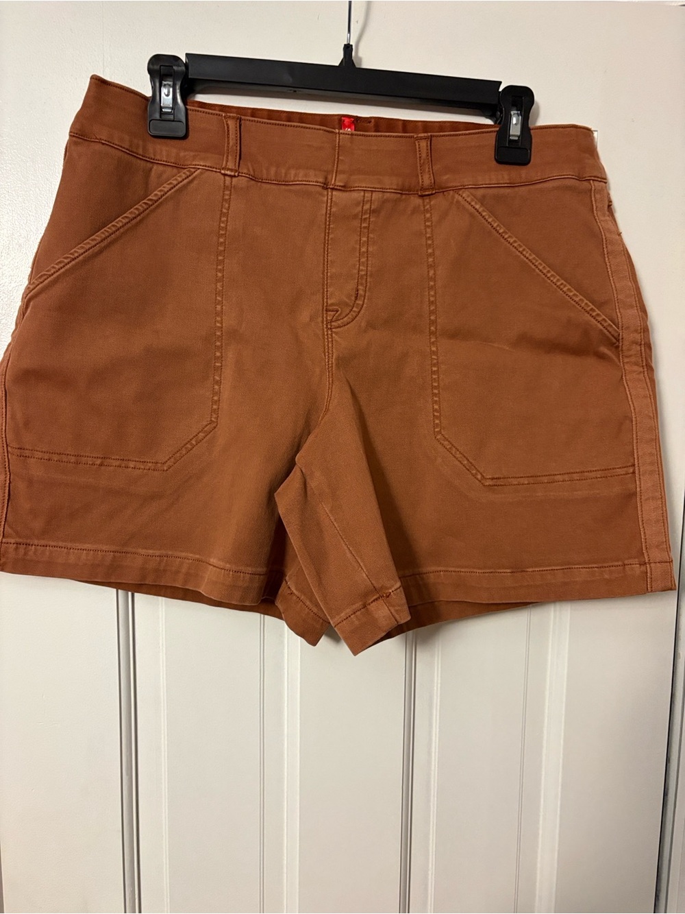 SPANX High-Rise Utility Bermuda Shorts in Rust Brown size L